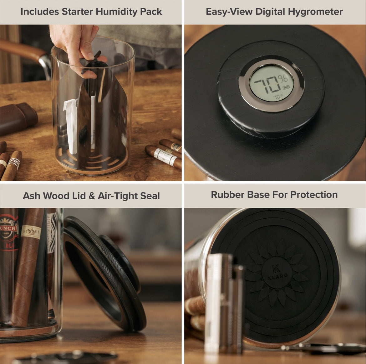 Cylindor Humidor- Glass Jar & Ashwood Lid