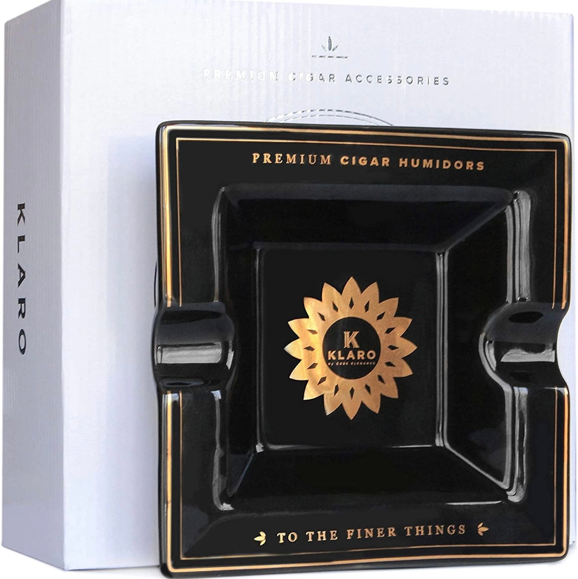 Klaro Black and Gold Ceramic Ashtray