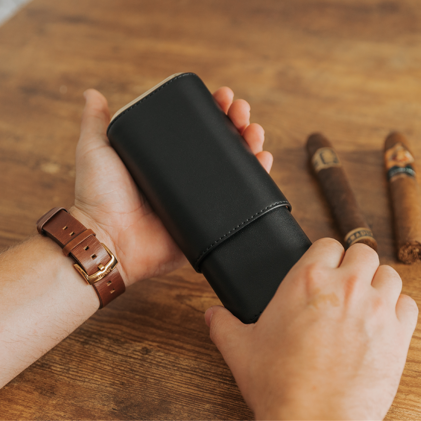 Premium 3 Cigar Travel Case - Black