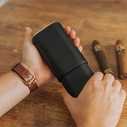 Premium 3 Cigar Travel Case - Black