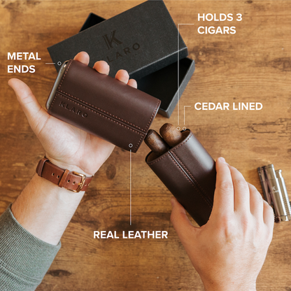 Premium 3 Cigar Travel Case - Cocoa Brown