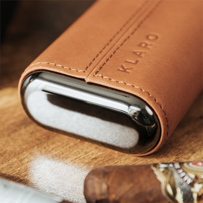 Premium 3 Cigar Protective Travel Case - Saddle Brown